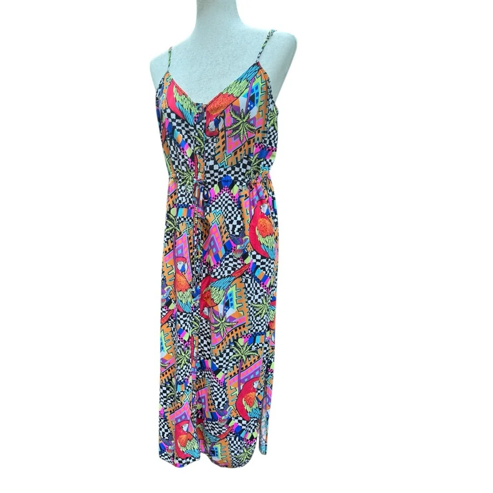 Mara Hoffman Swim Collection Parrot Print Midi Dress Size M – Tropical Festival - Picture 2 of 12